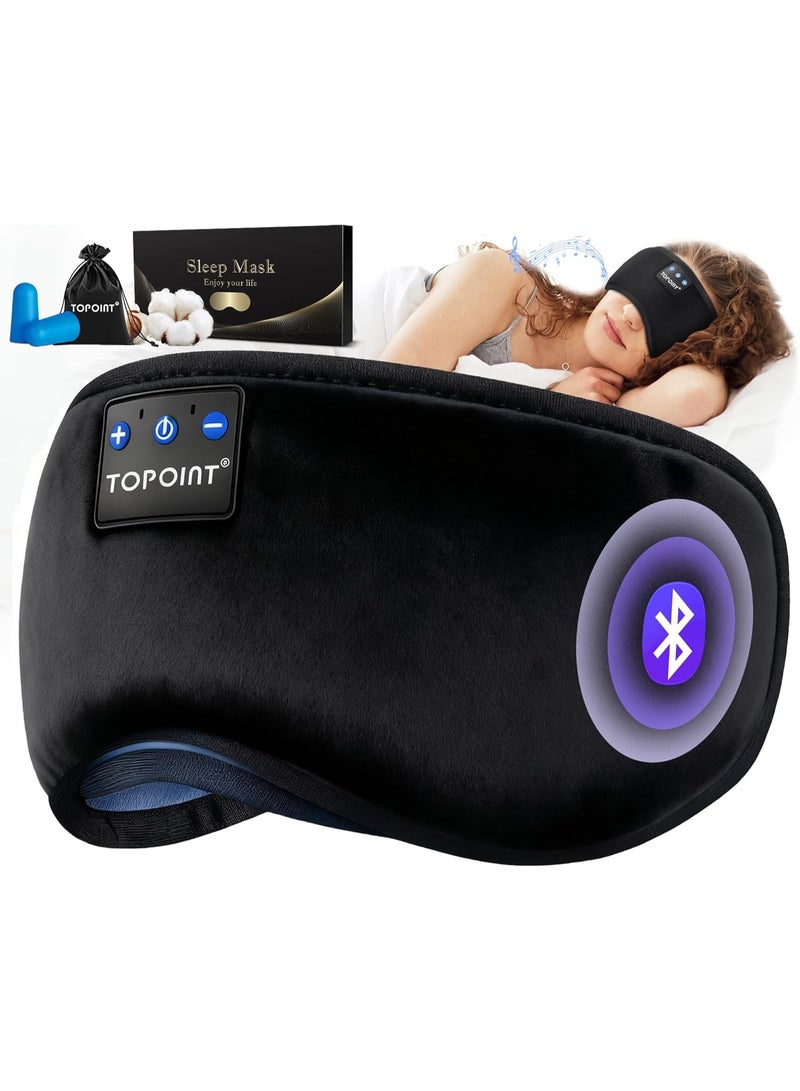 TOPOINT Sleep Mask with Headphones Bluetooth 5.4 Wireless, Sleep Headphones Earphones Earbuds with Microphone HD Speakers Music, Blackout Eye Mask for Sleeping Travel Meditation Men Women Cool Gadgets - Image 1