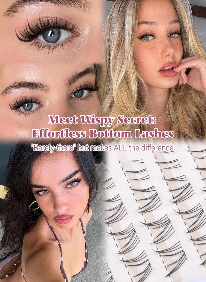 Calphdiar Pre-Mapped Bottom Lash Clusters 5-8mm CC Curl Bottom Eyelash Extensions Natural Lower cluster lashes Spikes Lash Extensions Wispy Bottom Individual Lashes with Clear Thin Band for Beginners - Image 2
