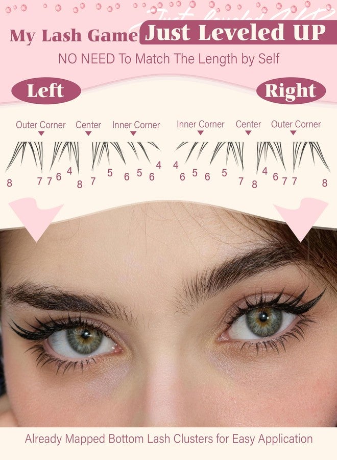 Calphdiar Pre-Mapped Bottom Lash Clusters 5-8mm CC Curl Bottom Eyelash Extensions Natural Lower cluster lashes Spikes Lash Extensions Wispy Bottom Individual Lashes with Clear Thin Band for Beginners - Image 3