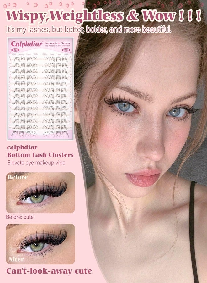Calphdiar Pre-Mapped Bottom Lash Clusters 5-8mm CC Curl Bottom Eyelash Extensions Natural Lower cluster lashes Spikes Lash Extensions Wispy Bottom Individual Lashes with Clear Thin Band for Beginners - Image 5