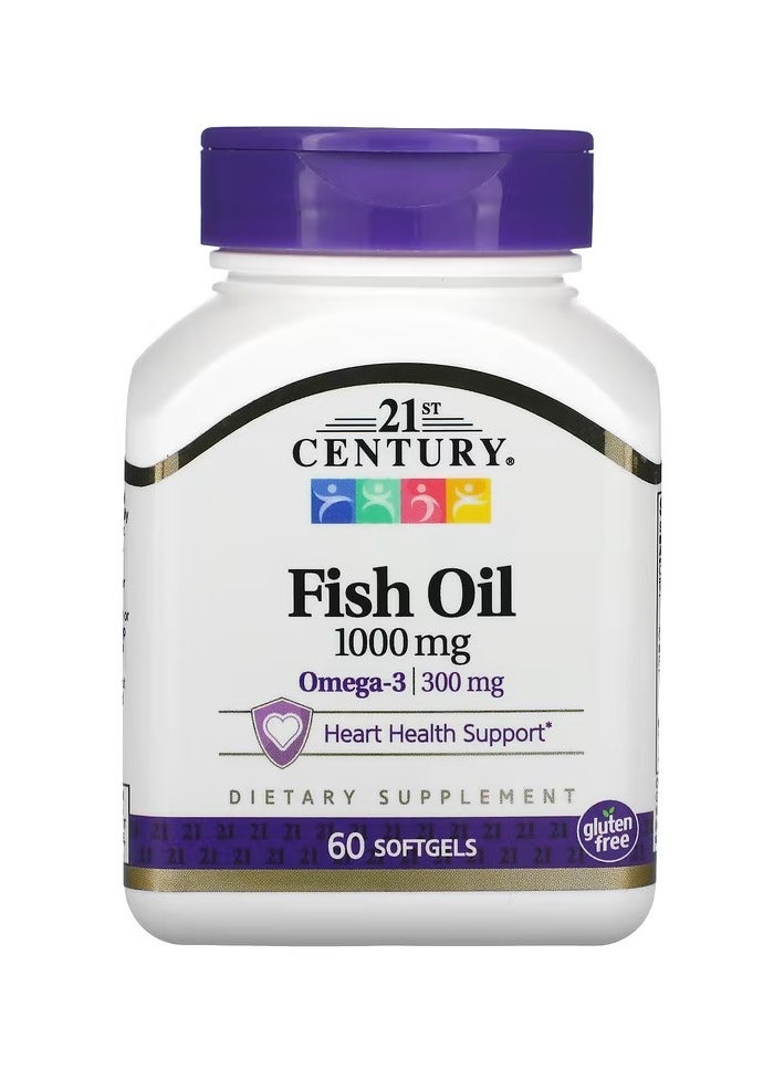 القرن الحادي والعشرون زيت السمك، 1000 ملغ، 60 كبسولة رخوة - Image 1
