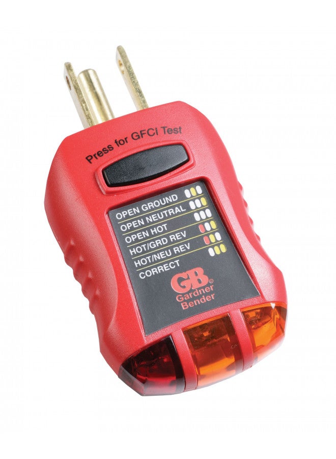 Gardner Bender GFI-3501 Ground Fault Receptacle Tester & Circuit Analyzer, 110-125V AC, for GFCI / Standard / Extension Cords & More, 7 Visual LED Tests , Red - Image 1