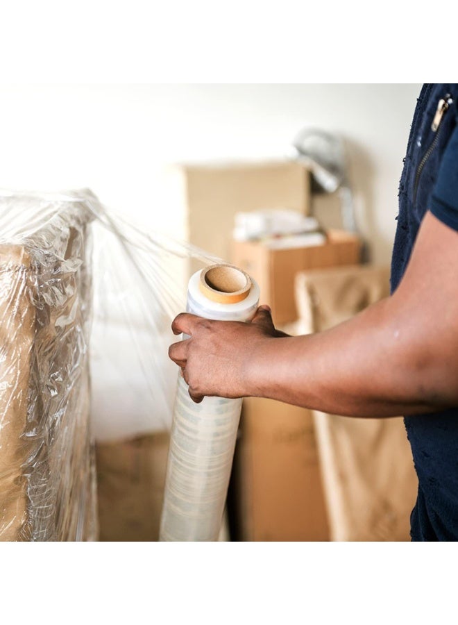 Stretch Wrap 80 Gauge 1500 feet - Industrial Strength Pallet Wrap Stretch Film for Moving, Shipping, Packaging - Durable Self-Adhering Cling Wrap Heavy Duty Shrink Wrap Roll (1 Pack, Clear) - Image 2