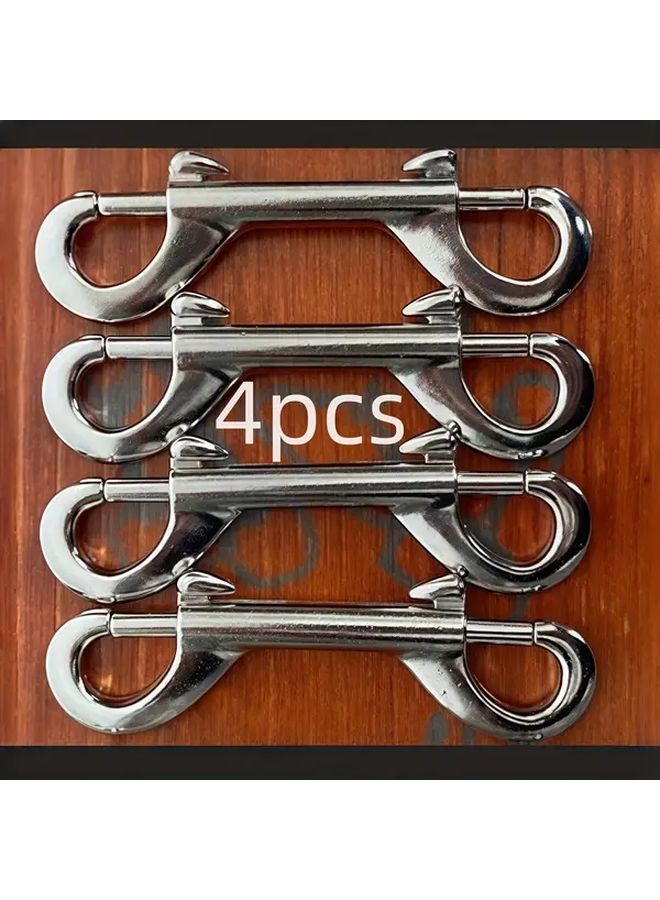 4pcs 3.5 Inch Stainless Steel Quick Release Double Headed Clips for Keychains Dog Leashes Pet Food Buckets - Image 1