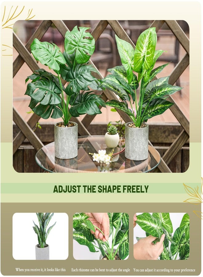 WUKOKU 2pcs Fake Plants 16" Faux Plants Artificial Tropical Plants Indoor for Home Office Desk Kitchen Bathroom Table Shelf Decor - Image 3