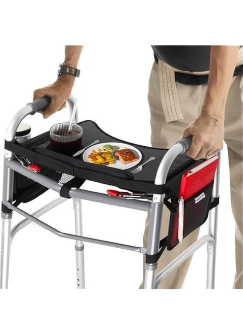 Walker Tray with Cup Holder, Portable Table Trays for Seniors, Multipurpose Accessories for Rolling Folding Walker - Easy Assembly and Removable