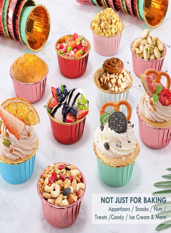 TRUSBER Pink and Gold Foil Cupcake Liners,100 pcs Disposable Muffin Liners 3.5 Oz Wrappers for Baking, Metallic Muffin Paper Cases Baking Cups - Image 5