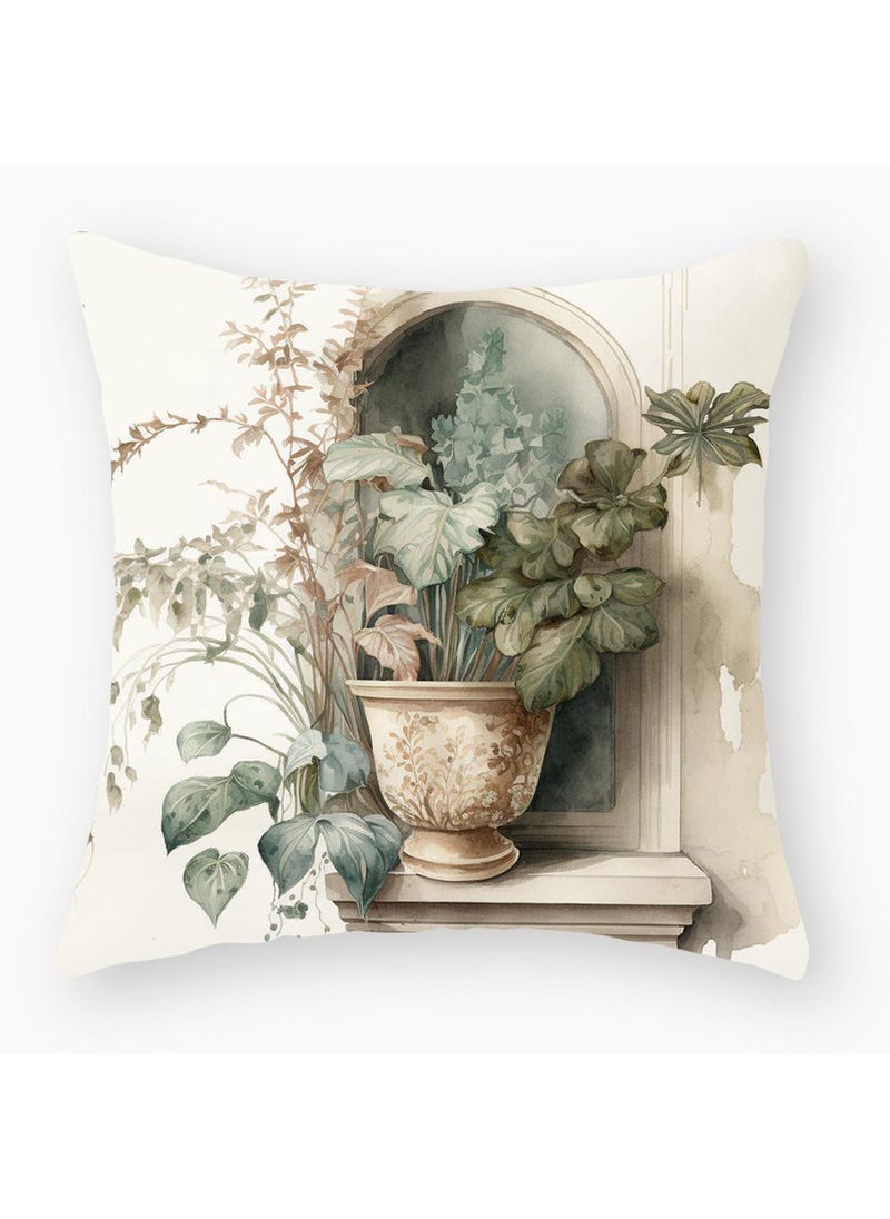 Y&D Throw Pillow Case Classic Vintage Green Plant Sofa Decoration Pillow Case Home Waist Protection Cushion Pillow Case 45 * 45cm 