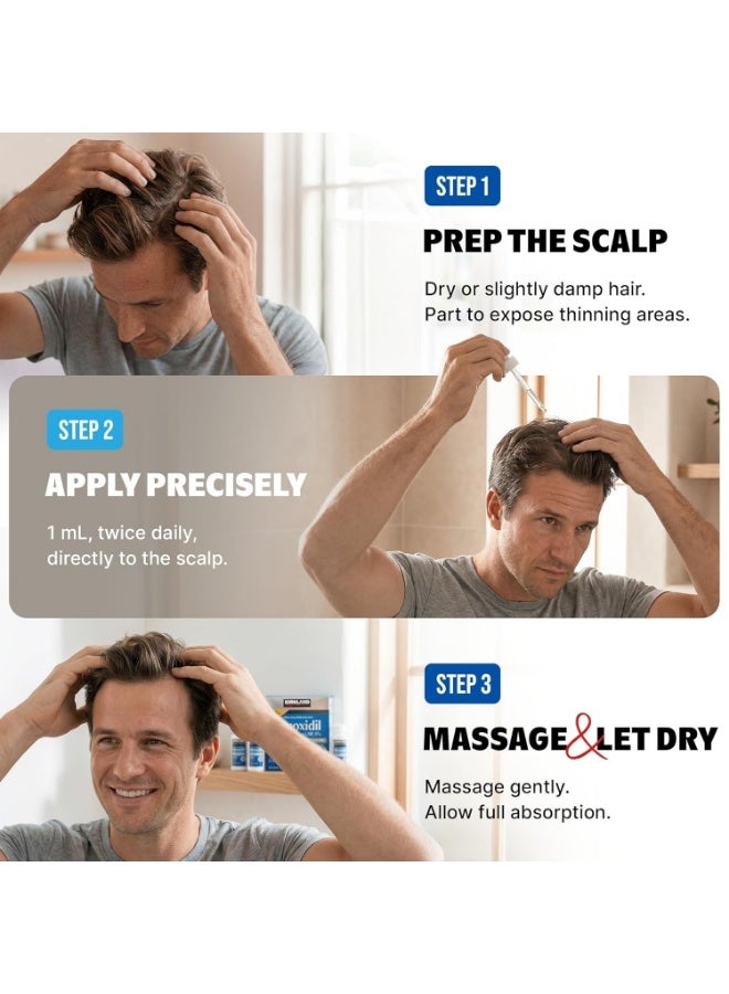 Kirkland Signature Kirkland Minoxidil for Men Liquid, Extra Strength Hair Regrowth Treatment 5%, 6 Months Supply - Upgraded Dropper Applicator and Bonus Free Guide Included - Image 3