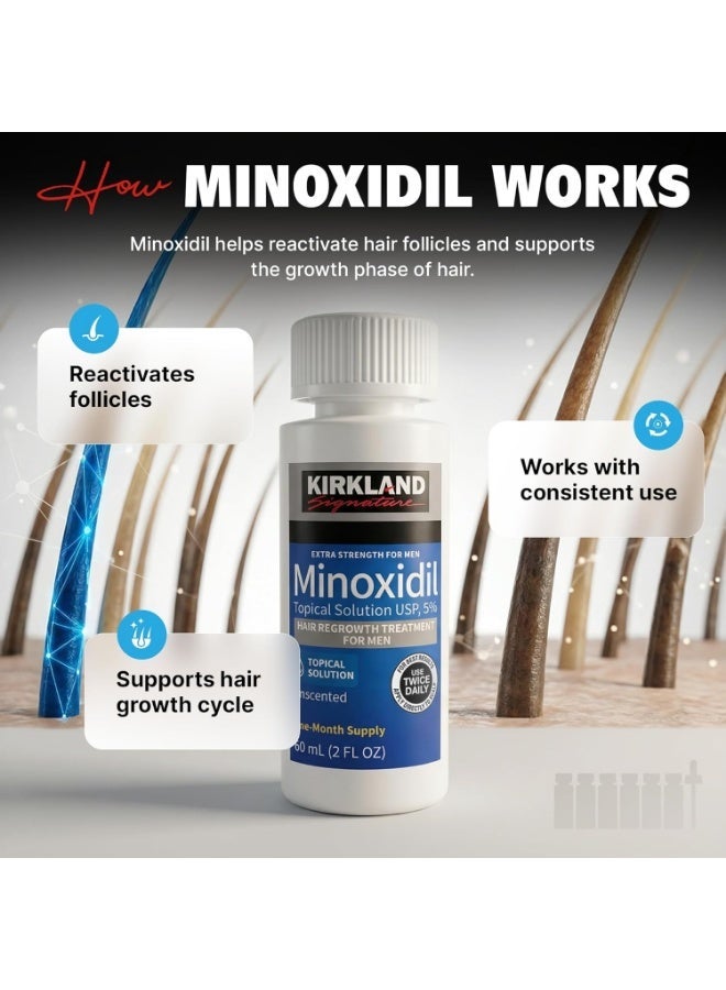 Kirkland Signature Kirkland Minoxidil for Men Liquid, Extra Strength Hair Regrowth Treatment 5%, 6 Months Supply - Upgraded Dropper Applicator and Bonus Free Guide Included - Image 2