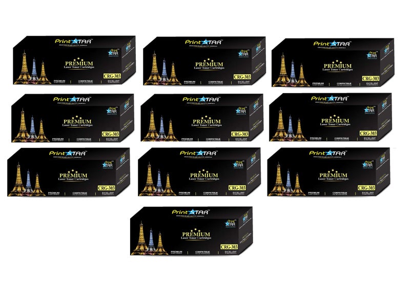 Print Star Black Colour Laser Toner Cartridge Replacement of CRG 303/FX-9 Compatible with Canon Laserjet LBP2900, 3000, L100, L160, L200, MF4018, 4100, 4270, 4320, 4680, 6570, 4350, 4370 (Pack of 10) - Image 1