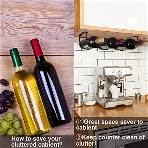 FOMANSH Under Cabinet Wine Rack, Organization and Storge Rack for Bottles, Under Cabinet Organizer for Liquor Bottle, Decor Kitchen Wall Mounted Wine Bottle Holder,Metal Black - Image 2