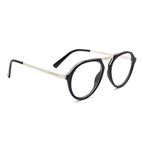 Peter Jones Aviator Unisex Optical frame with Zero power Anti Glare lenses (DE708, Medium Black/Silver) - Image 2