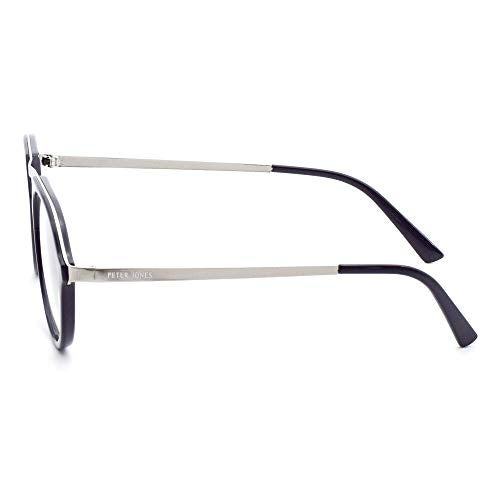 Peter Jones Aviator Unisex Optical frame with Zero power Anti Glare lenses (DE708, Medium Black/Silver) - Image 5