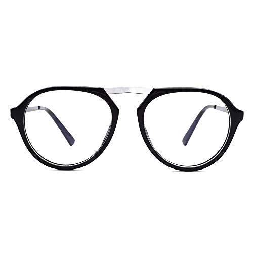 Peter Jones Aviator Unisex Optical frame with Zero power Anti Glare lenses (DE708, Medium Black/Silver) - Image 3