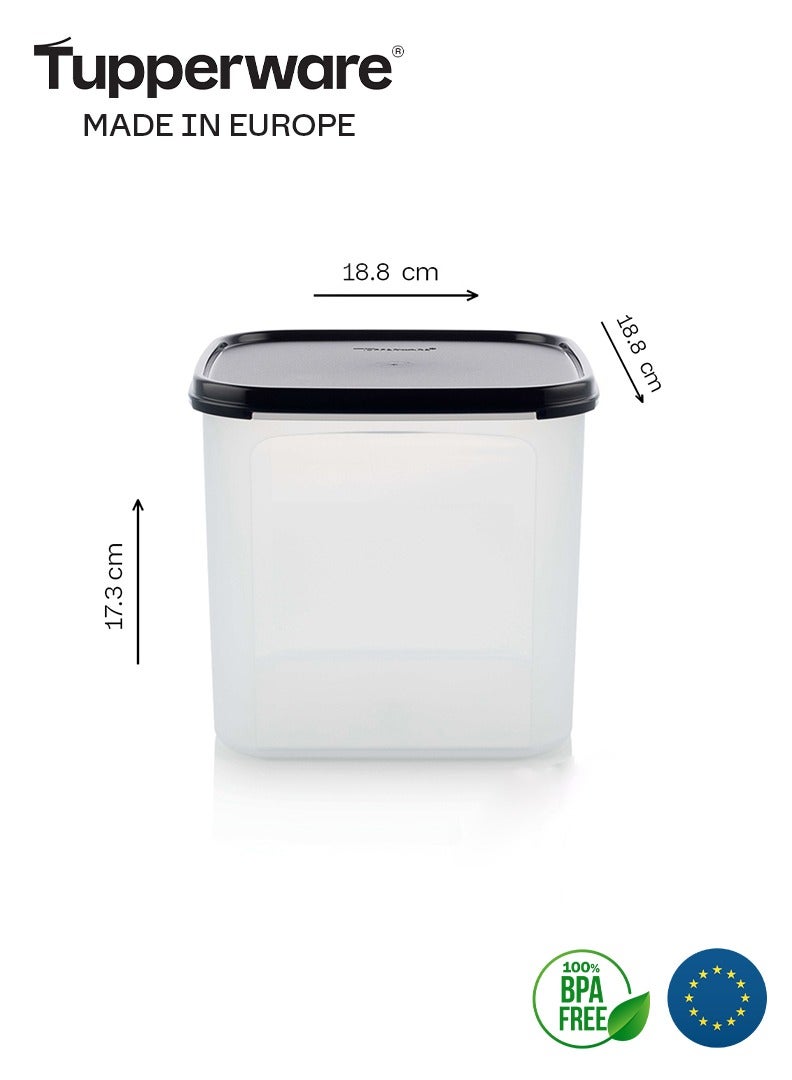 توبروير علبة تخزين مطبخ 4 لتر بالغطاء من تابروير مربعة- أسود - Image 3