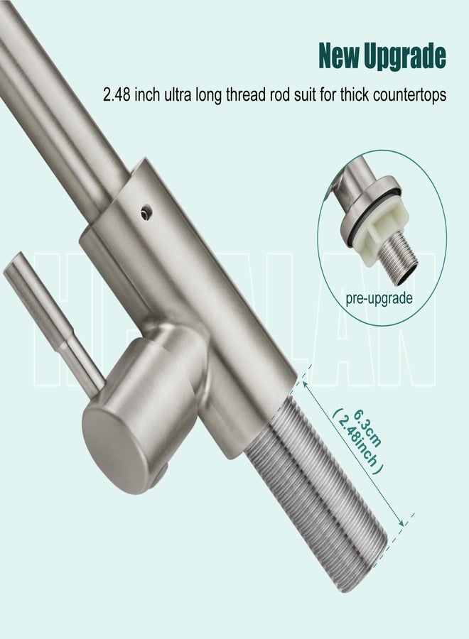 Heyalan Kitchen Faucet Single Handle 1 Hole Deck Mount SUS304 Stainless Steel Sink Bar Tap Goose Neck,Cold Water Faucet,Brushed Nickel - Image 5