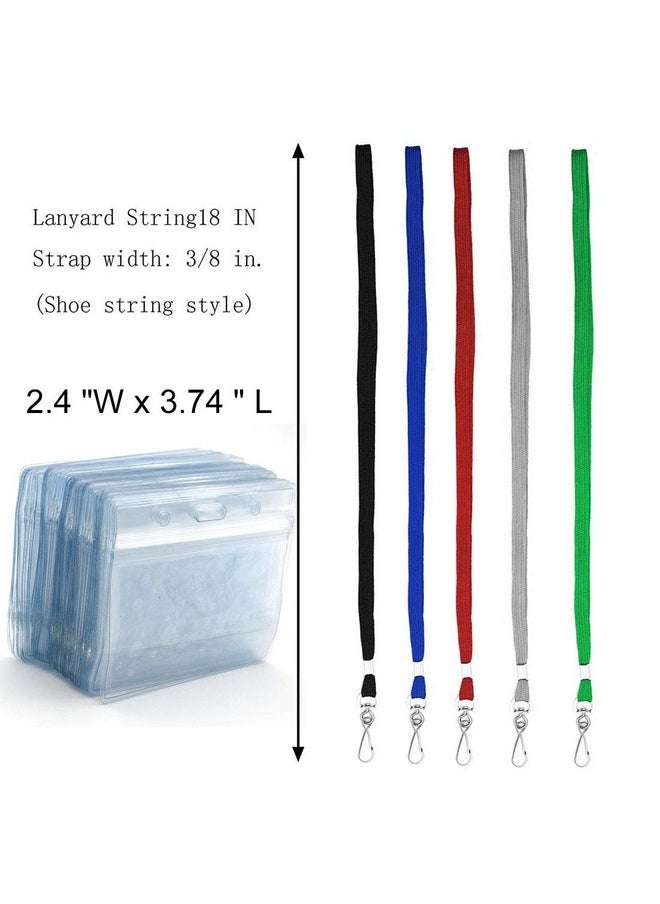 Bird Fiy Name Tags Blue Lanyards/Badge Holder Pairs Woven Round Lanyard & Horizontal Sealable Waterproof Clear Plastic Id Card Lanyards With Id Holder Name Badges (Blue 50 Pack)  - Image 3