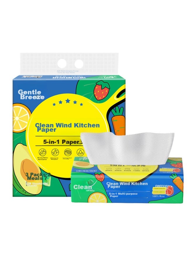 APP Qingfeng Kitchen Paper Towels, 76 Sheets * 3 Packs, Disposable Oil-absorbing Paper, Kitchen Use Paper - Image 1