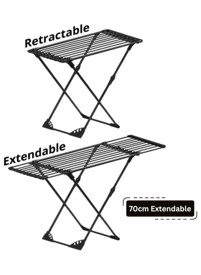 هنلي حامل تجفيف الملابس بأجنحة قابلة للتعديل، حامل شماعة ملابس، رف تجفيف، رف ملابس منشر غسيل قابل للطي، رف تجفيف ملابس، مجفف غسيل... - Image 4