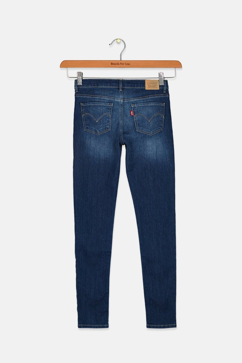Levi's Kids Girl Super Skinny Fit Washed Stretchable Jeans, Blue  - Image 2