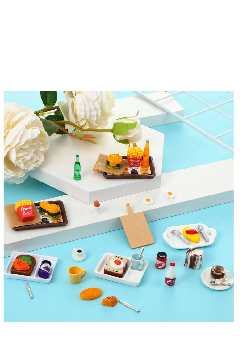 Excefore 7Pcs Dollhouse Miniature Fast Food Accessories Set, Hamburger Fries Soda Milk Juice Fast Food Set, Suitable for Toys Kids Party Accessories Restaurant - Image 4