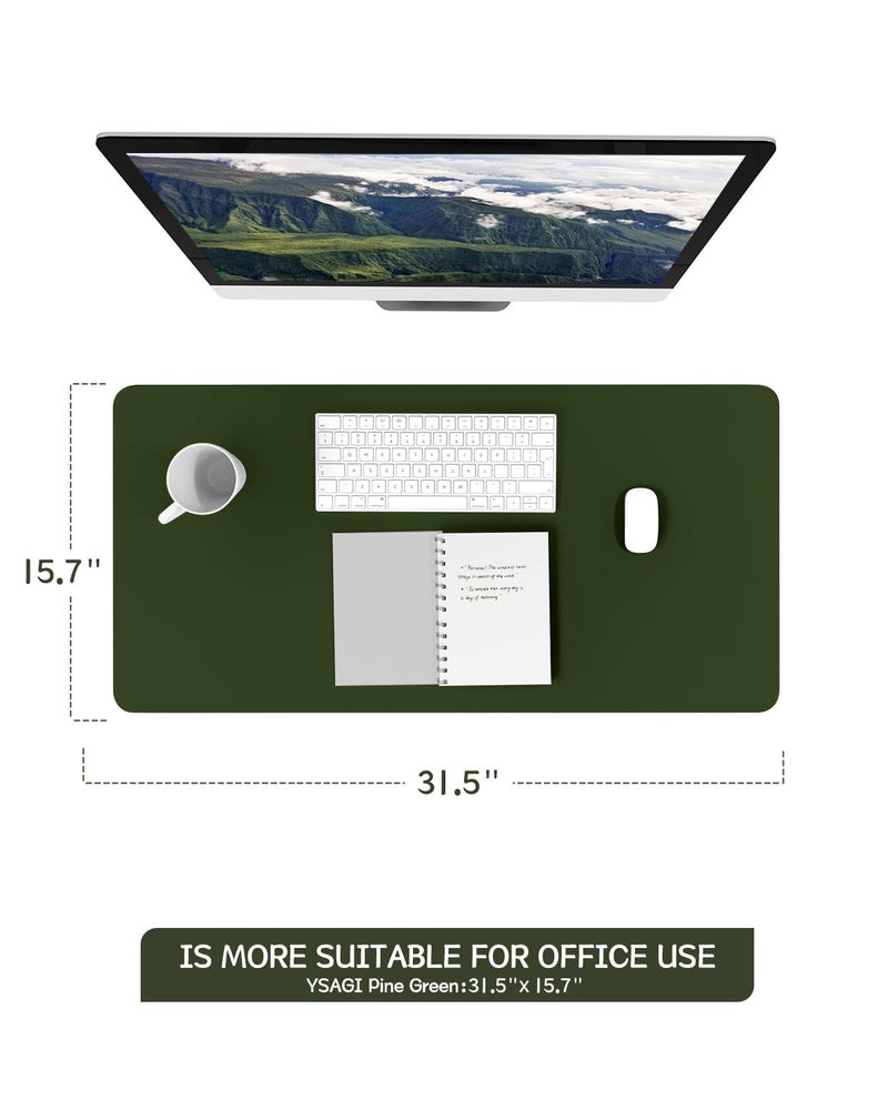 YSAGi Non-Slip Leather Desk Pad, Waterproof Laptop Computer Desk Keyboard Mat, Table Protector Blotter Mat, Large Mouse Pad for Office/Work/Home/Decor(Olive Green, 31.5" x 15.7") - Image 5