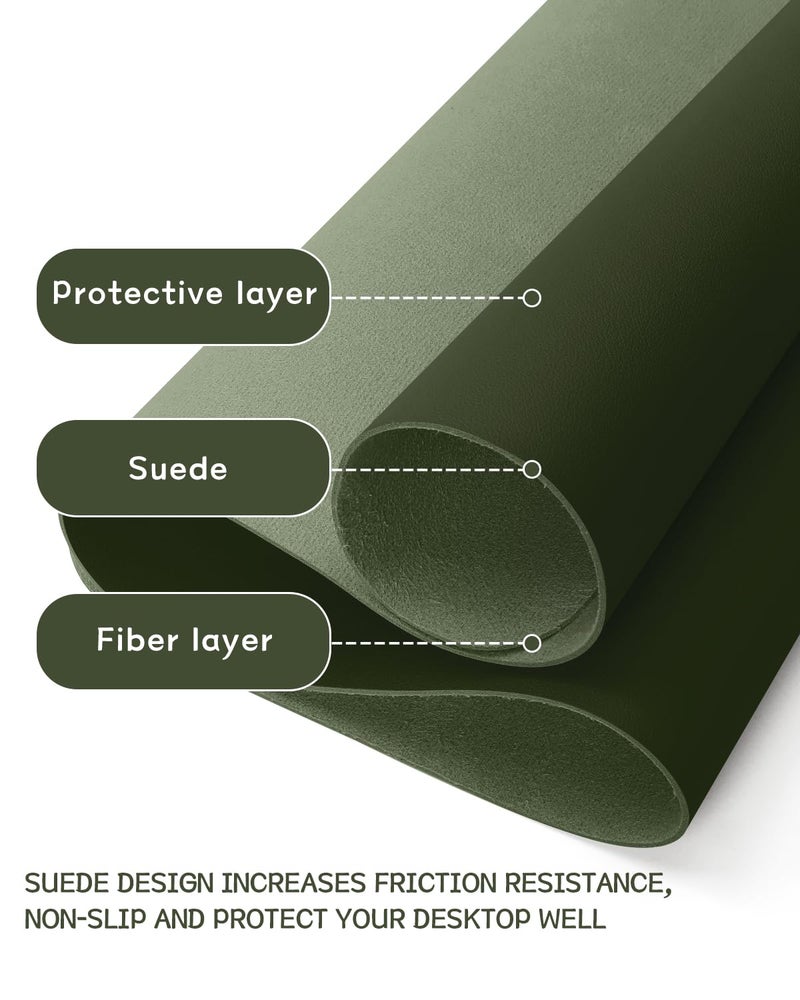YSAGi Non-Slip Leather Desk Pad, Waterproof Laptop Computer Desk Keyboard Mat, Table Protector Blotter Mat, Large Mouse Pad for Office/Work/Home/Decor(Olive Green, 31.5" x 15.7") - Image 2