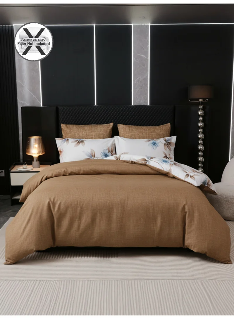 Donetella Printed Duvet Set, King Size Fits 200x200 cm – 6-Pcs Bed Set, 130 GSM Brushed Microfiber Fabric, 1 Duvet Cover, 1 Fitted Sheet, 2 Pillow Shams, 2 Pillowcases (Filler Not Included)