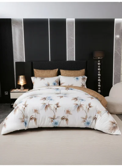 Donetella Printed Duvet Set, King Size Fits 200x200 cm – 6-Pcs Bed Set, 130 GSM Brushed Microfiber Fabric, 1 Duvet Cover, 1 Fitted Sheet, 2 Pillow Shams, 2 Pillowcases (Filler Not Included)