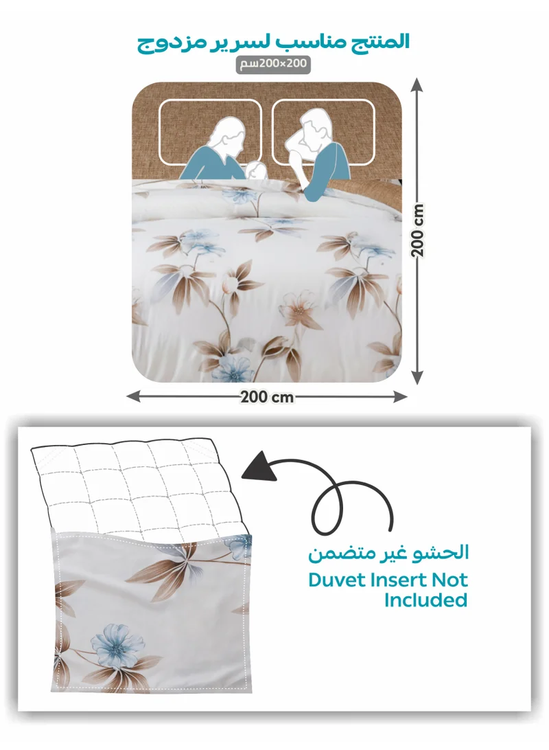 Donetella KING (200x200 cm) Printed Duvet Set, King Size Fits 200x200 cm – 6-Pcs Bed Set, 130 GSM Brushed Microfiber Fabric, 1 Duvet Cover, 1 Fitted Sheet, 2 Pillow Shams, 2 Pillowcases (Filler Not Included)  | Best Price UAE
