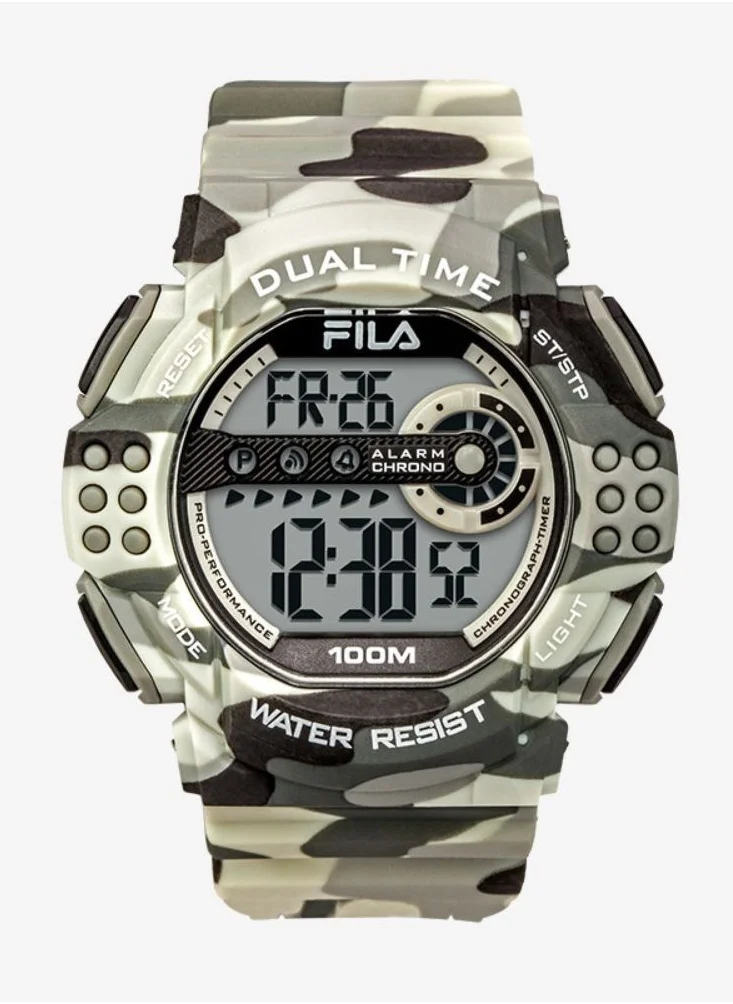 فيلا FILA ADULT UNISEX DIGITAL WATCH PLASTIC CASE BEIGE PLASTIC STRAP, 38-171-004