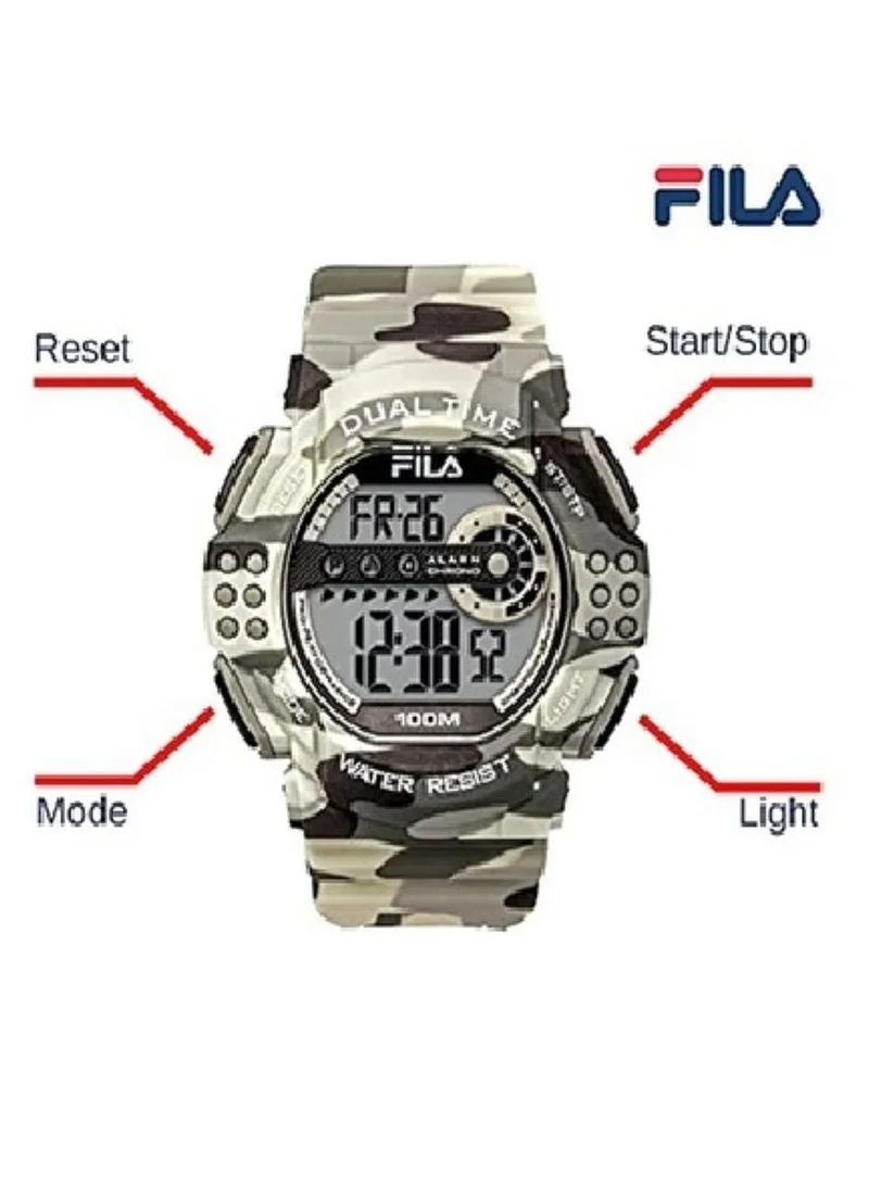 FILA men FILA ADULT UNISEX DIGITAL WATCH PLASTIC CASE BEIGE PLASTIC STRAP, 38-171-004