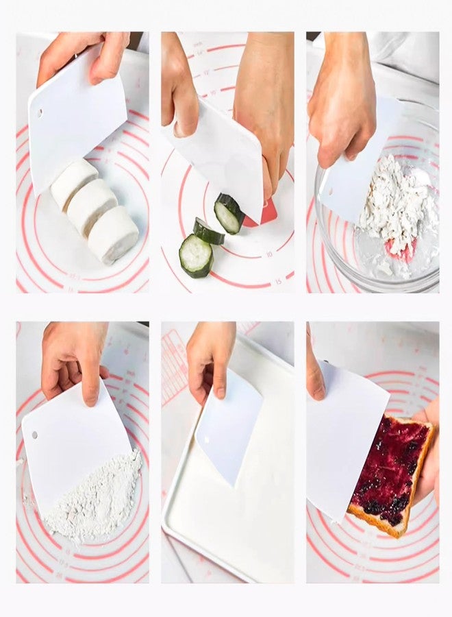 Teqooza Cake Scrapers and Smoother DIY Tools, Plastic Dough Cutter Flexible Bench Scraper Multipurpose Food Scrappers for Bread Dough Cake Fondant Icing White, 3 Pcs - Image 3