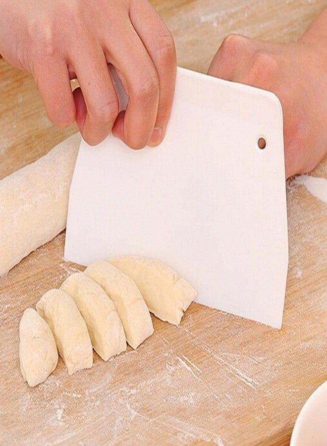 Teqooza Cake Scrapers and Smoother DIY Tools, Plastic Dough Cutter Flexible Bench Scraper Multipurpose Food Scrappers for Bread Dough Cake Fondant Icing White, 3 Pcs - Image 4