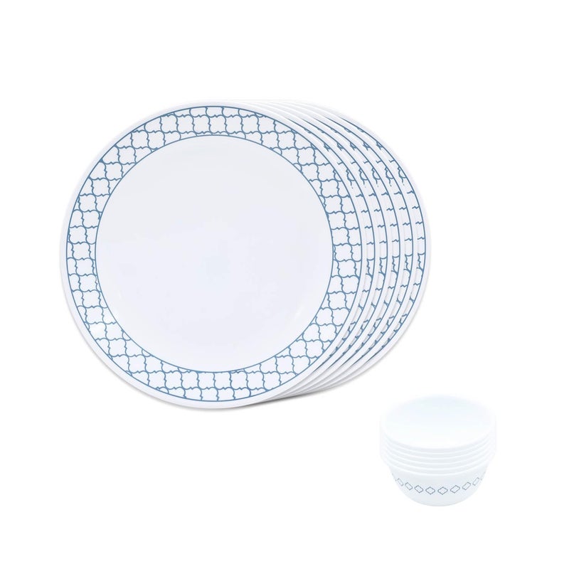 Corelle Denham Breakfast Set 12 Pc for Family of 6 Break Chip Resistant Lightweight Durable Microwave Dishwasher Safe - Image 1