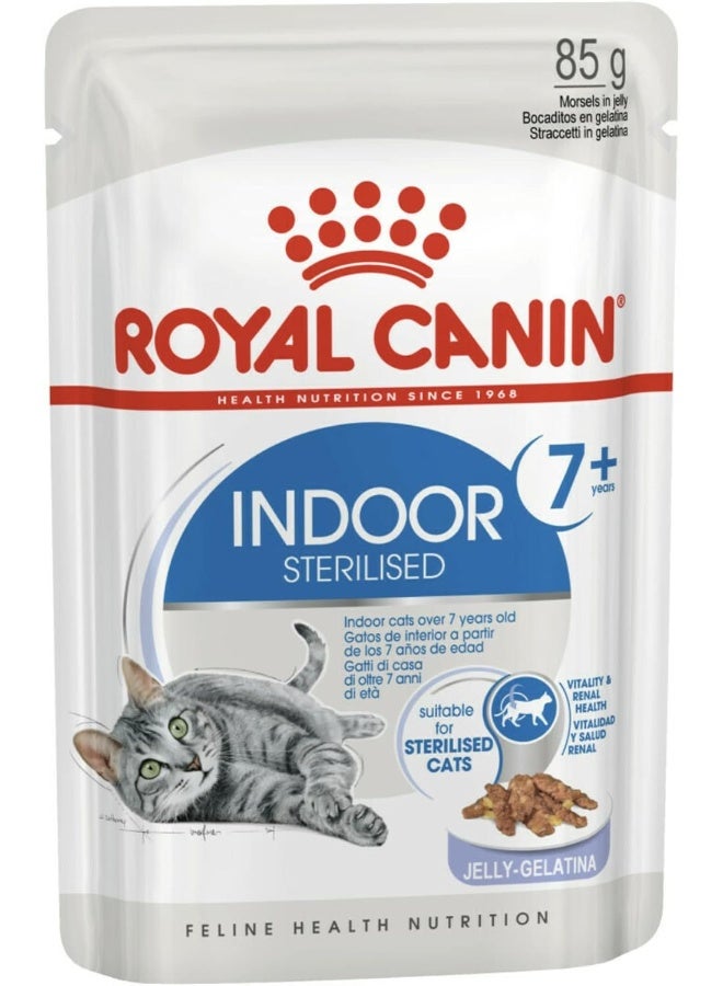 ROYAL CANIN طعام رويال كانين الرطب للقطط المعقمة الداخلية 7+ في الجيلي - 85 جرام