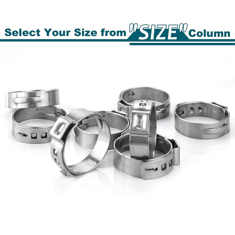 LOKMAN 50 Pack 1/2 Inch PEX Cinch Clamps, Stainless Steel Rings Pinch Clamps for PEX Tubing Pipe Fitting Connections (1/2 Inch) - Image 3