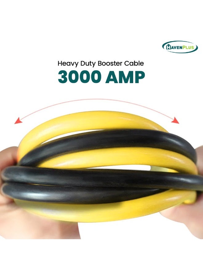 HavenPlus Heavy Duty Booster Cable 3000 Amp, 3M Jumper Cables with Pure Copper Wire & Insulated Clamps, Tangle-Free Battery Jump Start Cables for Cars, Trucks, SUVs, Vans, 12V & 24V Vehicles - Image 4