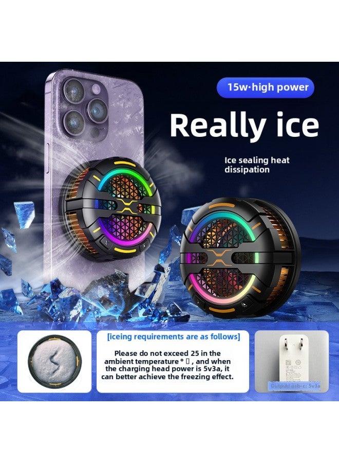 Frozen Mobile Phone Radiator Magnetic Backclip Frozen Semiconductor Suitable For Android Apple Game E-sports-Color:6 Lighting Effects [3 Wind Speeds] Lights Can Be Turned Off + Black + Without Clip, Need To Be Purchased Separately  - Image 5