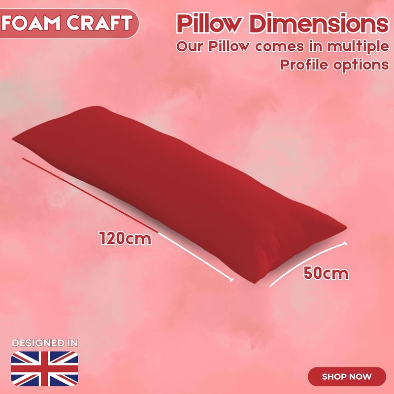 FOAM CRAFT® Full Body Long Pillow with Cotton Cover - Red, 50 x 120 cm - Image 2