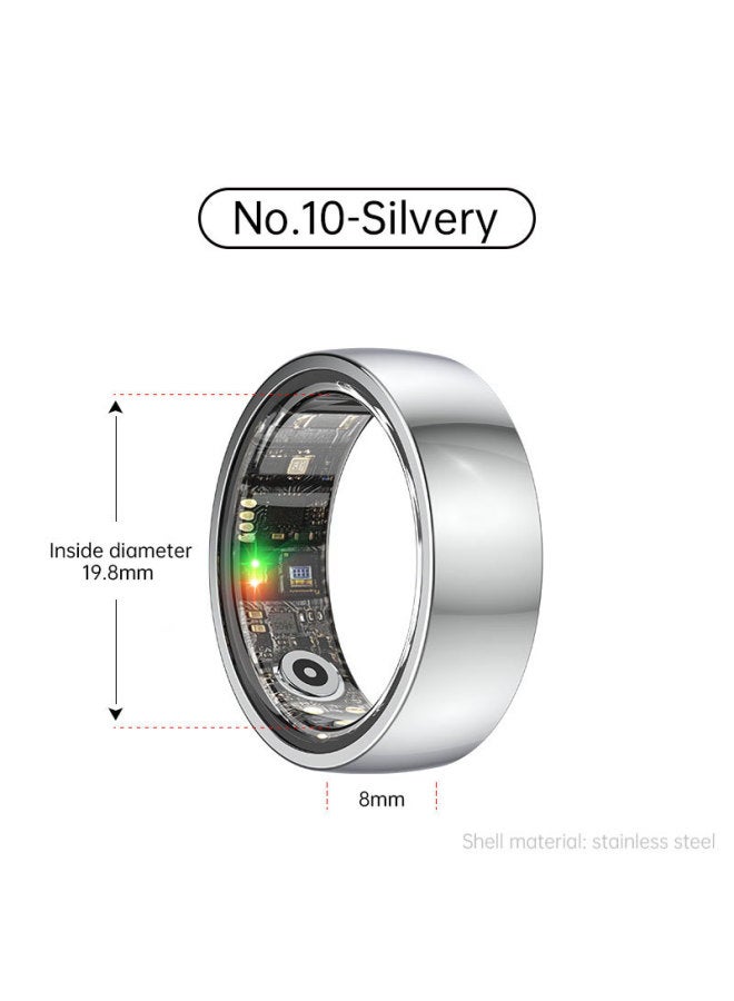 R1000 Stainless Steel Smart Ring Waterproof Pressure Sleep Heart Rate Step Number Monitoring Multiple Exercise Modes-Color:No. 10 Silver - Image 1