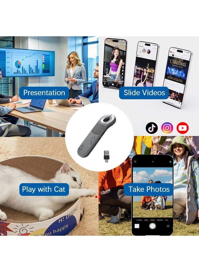 TP-BRIDGE Multi-Functional Air Mouse Presentation Clicker with Laser Pointer – Wireless USB PowerPoint Remote Control for PC, Laptop & Mac | PPT Slide Advancer with Volume & Hyperlink Control - Image 3