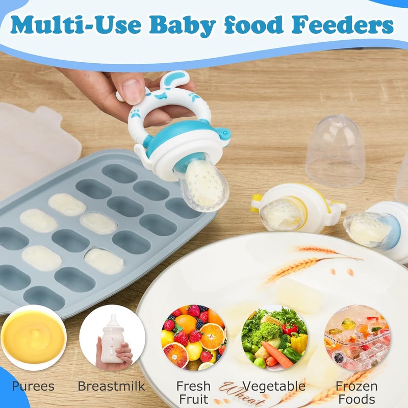 WAJIAYON Baby Breastmilk Popsicle Molds  Baby Fruit FeederWAJIAYON Silicone Food Freezer Tray Storage ContainersInfant Food Pacifier Feeder and Teether for Babies Easter Bunny Gifts for Boys and Girls - Image 3
