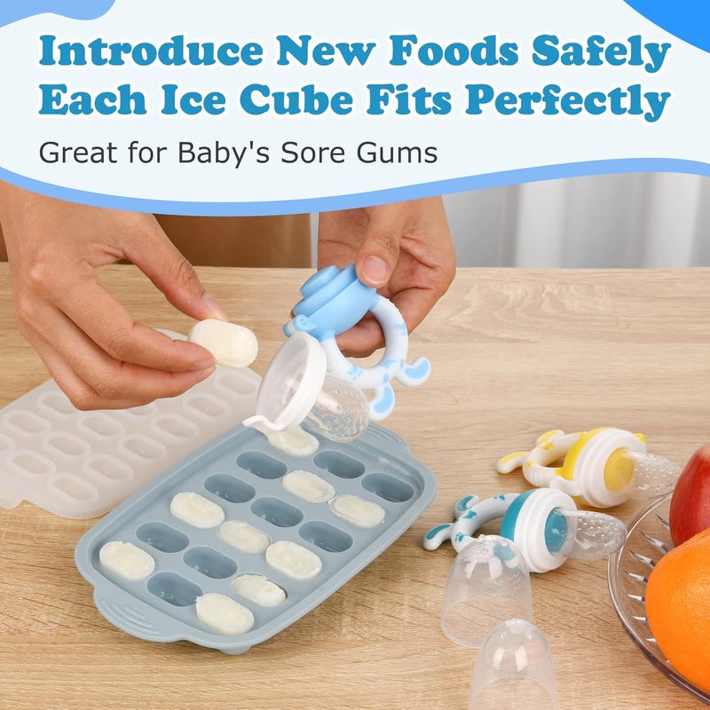 WAJIAYON Baby Breastmilk Popsicle Molds  Baby Fruit FeederWAJIAYON Silicone Food Freezer Tray Storage ContainersInfant Food Pacifier Feeder and Teether for Babies Easter Bunny Gifts for Boys and Girls - Image 4