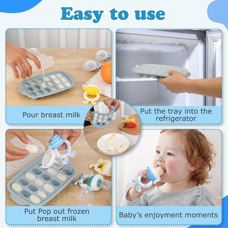 WAJIAYON Baby Breastmilk Popsicle Molds  Baby Fruit FeederWAJIAYON Silicone Food Freezer Tray Storage ContainersInfant Food Pacifier Feeder and Teether for Babies Easter Bunny Gifts for Boys and Girls - Image 2