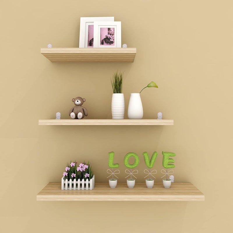 BS B&S Wall Storage Shelves Set of 3 White Floating MDF Shelves, 1.8cm Thick Decorative Wall-Mounted Racks for Living Room, Bedroom, Office, Kitchen, or Entryway (80 * 15) - Image 1