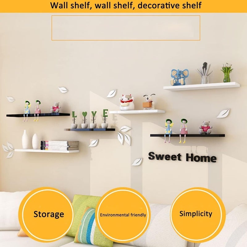 BS B&S Wall Storage Shelves Set of 3 White Floating MDF Shelves, 1.8cm Thick Decorative Wall-Mounted Racks for Living Room, Bedroom, Office, Kitchen, or Entryway (80 * 15) - Image 4