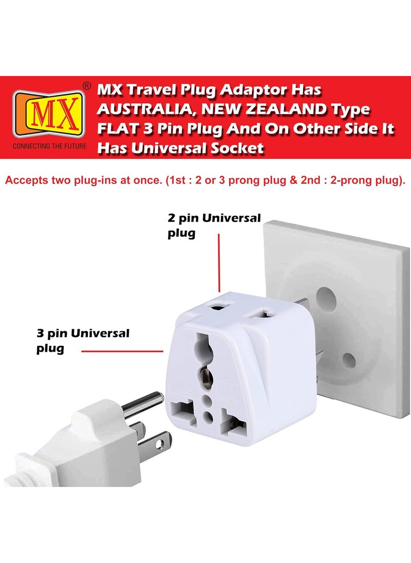 MX MX Universal Travel Adapter Type I India to Australia China New Zealand More 2 in 1 Conversion Plug for Home and Official use White Pack of 3 MX3434D3  - Image 4