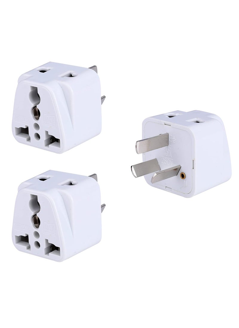 MX MX Universal Travel Adapter Type I India to Australia China New Zealand More 2 in 1 Conversion Plug for Home and Official use White Pack of 3 MX3434D3  - Image 1